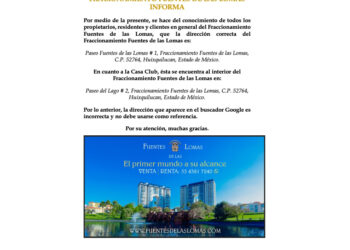 FRACCIONAMIENTO FUENTES DE LAS LOMAS, TODO AL ALCANCE DE SU MANO