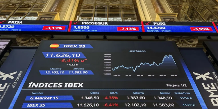 Las bolsas europeas caen en torno al 6 % tras el desplome en Asia por la guerra comercial