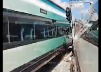 Se descarrila el Tren Maya en la estación de Izamal, Yucatán