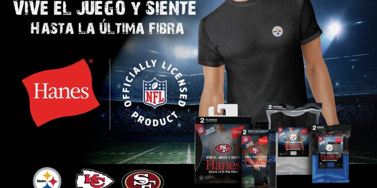 Hanes lanza colección oficial NFL 2025 con 49ers, Steelers y Chiefs
