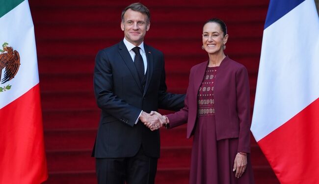 Recibe Presidenta Claudia Sheinbaum a su homólogo de Francia, Emmanuel Macron en Palacio Nacional
