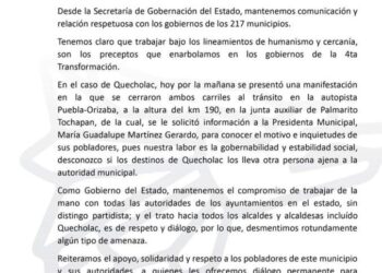 Desmiente Segob Puebla cualquier tipo de amenazas