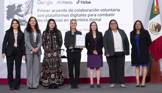 Gobierno de México firma acuerdo de colaboración voluntaria con Google, Meta y Tiktok para combatir violencia digital contra las mujeres