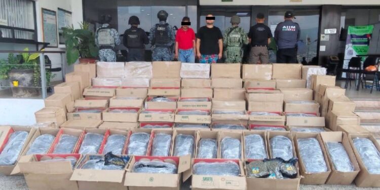 Capturan a tres personas con casi 700 kilos de marihuana en carretera de Chiapas; viajaban desde la CDMX