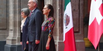 Claudia Sheinbaum recibe en Palacio Nacional al Presidente de la Confederación Suiza, Guy Parmelin