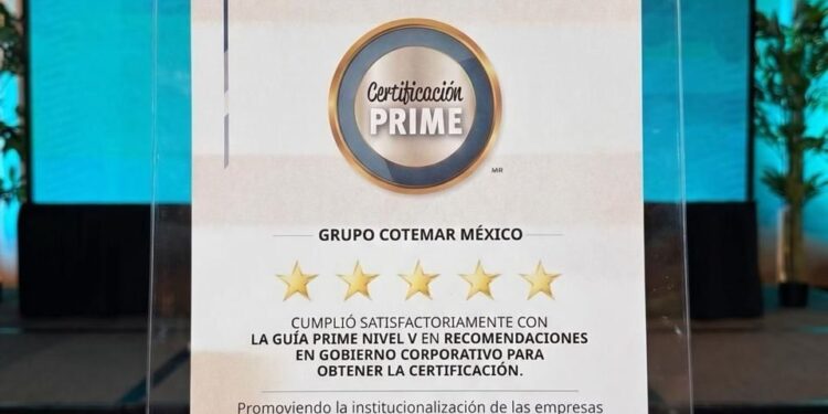 Grupo Cotemar alcanza la Certificación PRIME Nivel V Estrellas, reconocimiento a su gobierno corporativo
