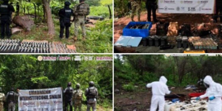 Aseguran armamento, explosivos y narcolaboratorio en tres municipios de Sinaloa