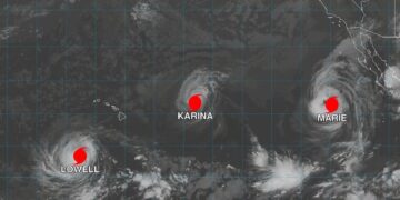 Alertan por la presencia de tres huracanes simultáneos en el Pacífico; uno ocasionará lluvias en Hawaii