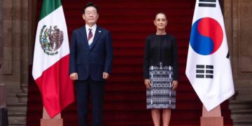 Claudia Sheinbaum recibe en Palacio Nacional a su homólogo de la República de Corea, Lee Jae-myung